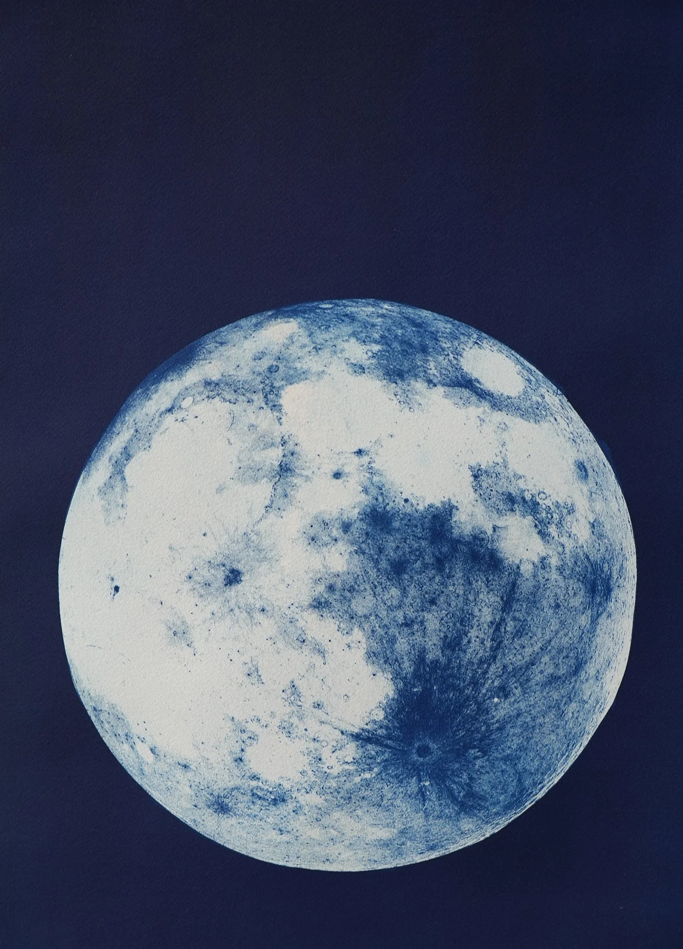 Dark Side and Visible Moon Cyanotype on Watercolor Paper — AGENT